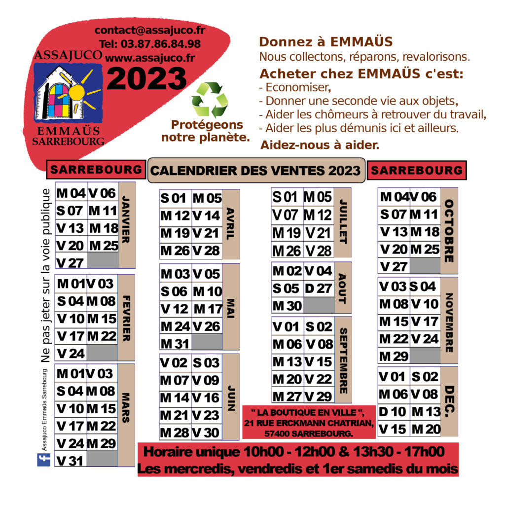 Calendrier SARREBOURG 2023 RECTO (Dates) 0.5